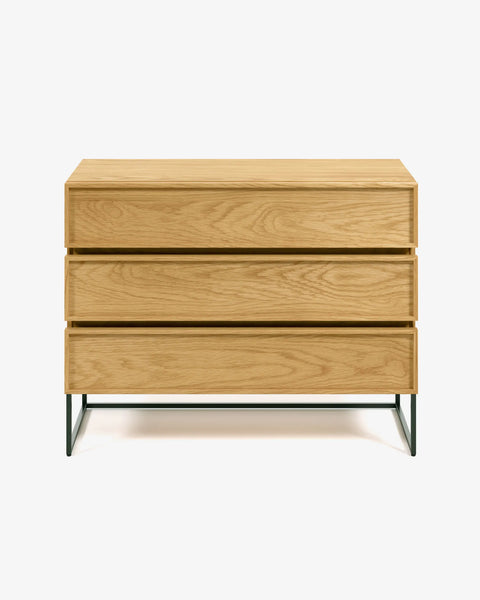 Taiana chest of drawers with 3 drawers of oak veneer