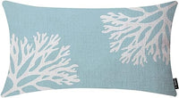EKOBLA Sea Coral Silhouettes Light Blue Throw Pillow Cushion 12x20 Inches