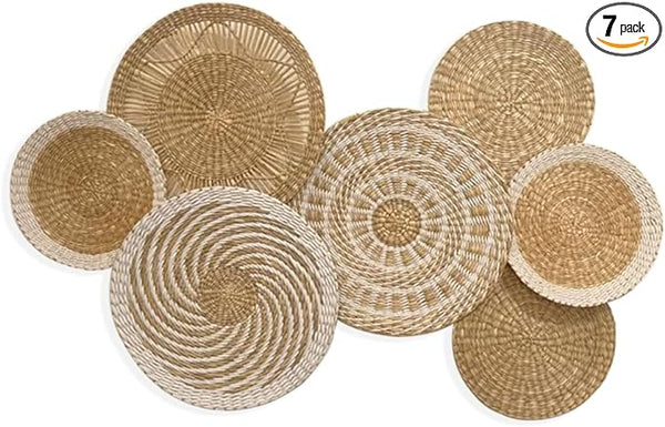 Suchubo Set Of 7 Seagrass Wall Basket Decor