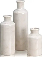 CUCUMI 3pcs White Ceramic Vase Set