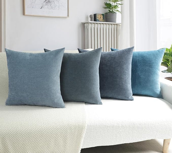 Soft Chenille Decorative Pillow 20x20 Blue