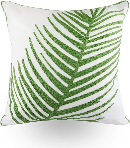 Hodeco Embroidery Throw Pillow Cover 18x18 Inches Decorative Pillow 100% Cotton