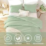 ROSGONIA Comforter Set Sage Green, 3pcs Bedding Set