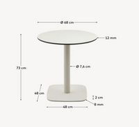 Dina round outdoor table in white with metal legal in a painted white finish, Ø 68x70cm