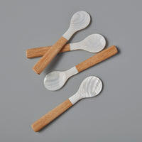 Seashell & Bamboo Spoons, Medium, Set of 4