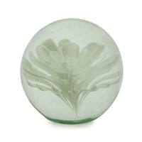 White Flower Glass Paperweight