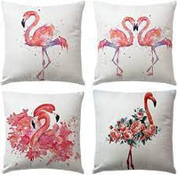 Decorative Throw Pillow Love Yourself Tropical Design Watercolor Pink Flamingo