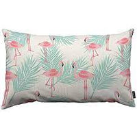 Decorative Throw Pillow Pink Flamingo Standing On Tropical Leaves