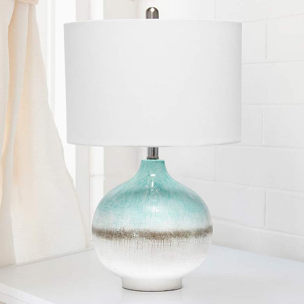 Lalia Home Bayside Horizon Blue and White Resin Table Lamp