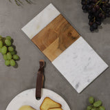 White Marble & Wood Rectangular Board